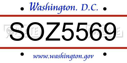 SOZ5569 District Of Columbia License Plate