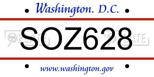 SOZ628 District Of Columbia License Plate