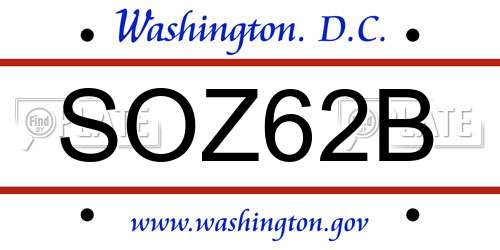 SOZ62B District Of Columbia License Plate