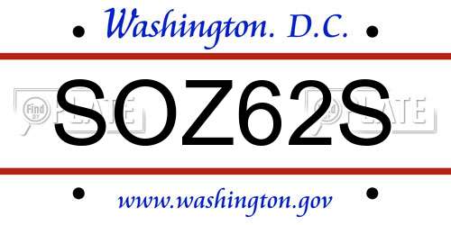 SOZ62S District Of Columbia License Plate