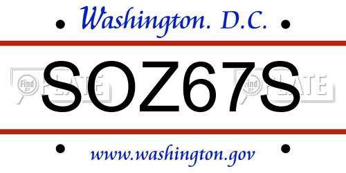 SOZ67S District Of Columbia License Plate