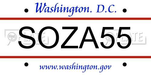 SOZA55 District Of Columbia License Plate