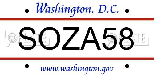 SOZA58 District Of Columbia License Plate