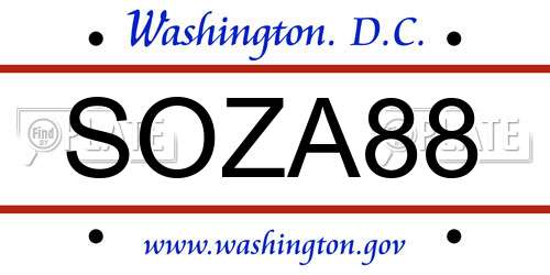 SOZA88 District Of Columbia License Plate