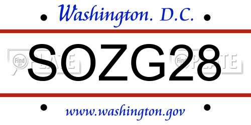 SOZG28 District Of Columbia License Plate