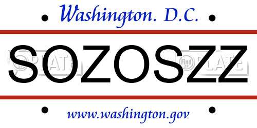 SOZOSZZ District Of Columbia License Plate