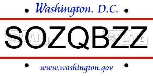 SOZQBZZ District Of Columbia License Plate