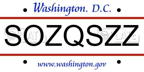 SOZQSZZ District Of Columbia License Plate