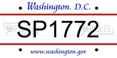 SP1772 District Of Columbia License Plate