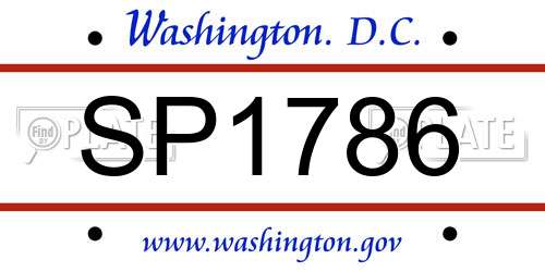 SP1786 District Of Columbia License Plate