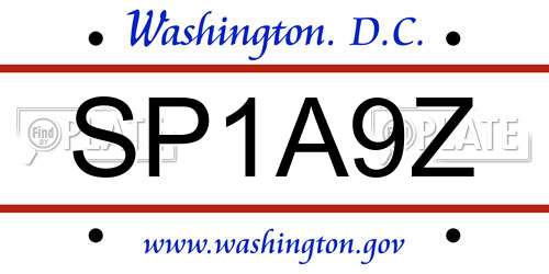 SP1A9Z District Of Columbia License Plate