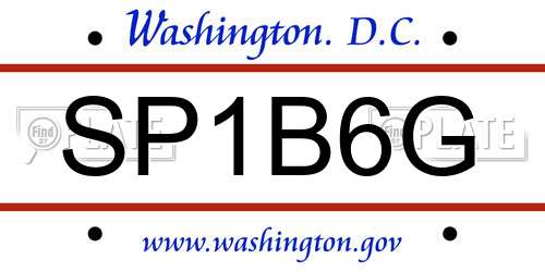 SP1B6G District Of Columbia License Plate