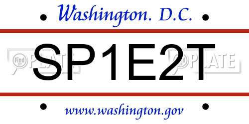 SP1E2T District Of Columbia License Plate