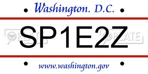 SP1E2Z District Of Columbia License Plate