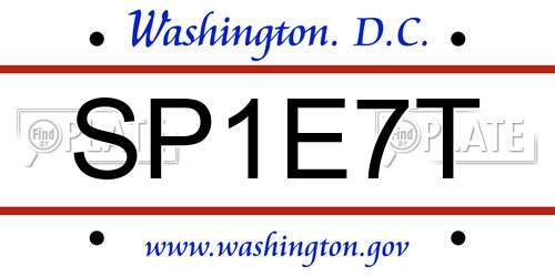 SP1E7T District Of Columbia License Plate