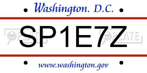SP1E7Z District Of Columbia License Plate