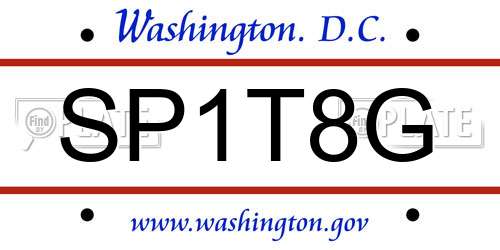 SP1T8G District Of Columbia License Plate