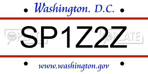 SP1Z2Z District Of Columbia License Plate