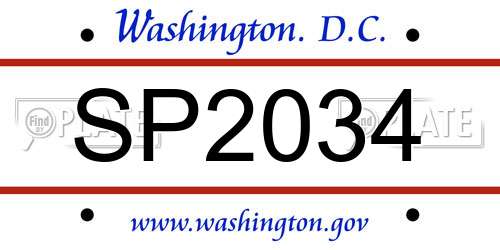 SP2034 District Of Columbia License Plate