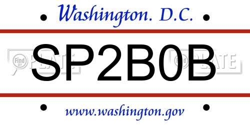 SP2B0B District Of Columbia License Plate