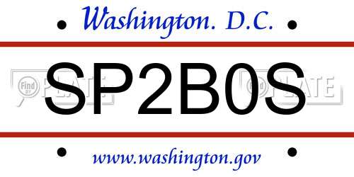 SP2B0S District Of Columbia License Plate
