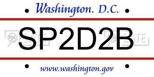 SP2D2B District Of Columbia License Plate