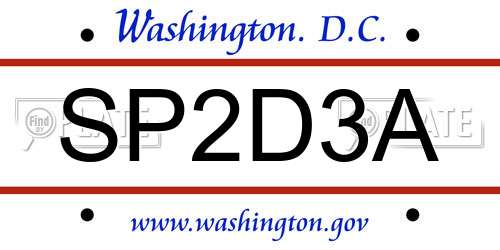 SP2D3A District Of Columbia License Plate