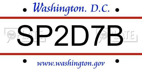 SP2D7B District Of Columbia License Plate