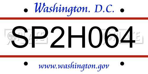 SP2H064 District Of Columbia License Plate