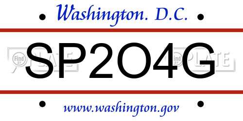 SP2O4G District Of Columbia License Plate