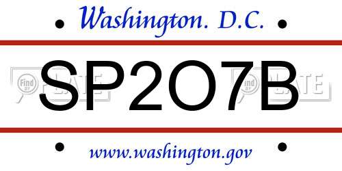 SP2O7B District Of Columbia License Plate