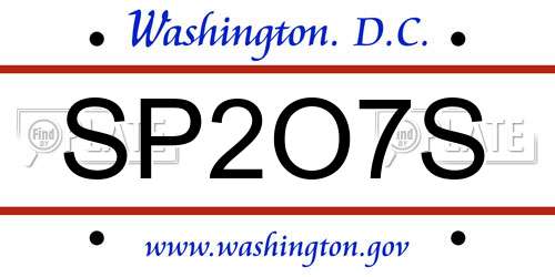 SP2O7S District Of Columbia License Plate