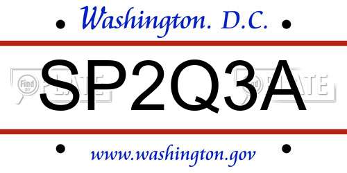 SP2Q3A District Of Columbia License Plate