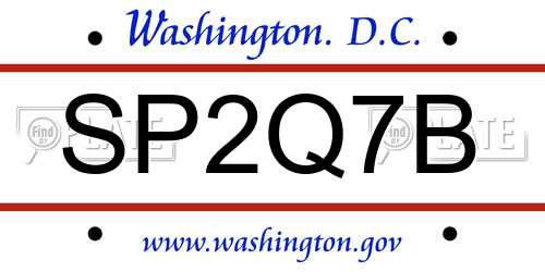 SP2Q7B District Of Columbia License Plate