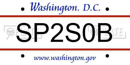 SP2S0B District Of Columbia License Plate