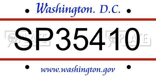 SP35410 District Of Columbia License Plate