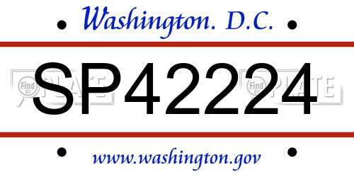 SP42224 District Of Columbia License Plate