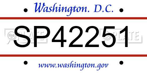SP42251 District Of Columbia License Plate