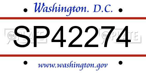 SP42274 District Of Columbia License Plate