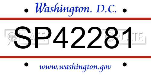 SP42281 District Of Columbia License Plate