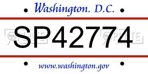 SP42774 District Of Columbia License Plate