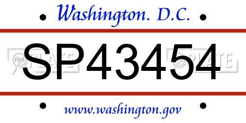 SP43454 District Of Columbia License Plate