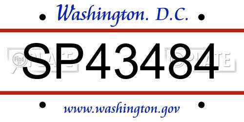 SP43484 District Of Columbia License Plate
