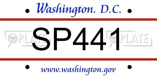 SP441 District Of Columbia License Plate