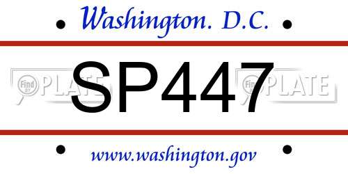SP447 District Of Columbia License Plate