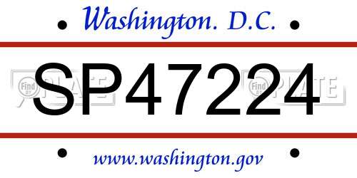 SP47224 District Of Columbia License Plate