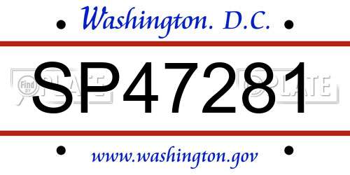 SP47281 District Of Columbia License Plate