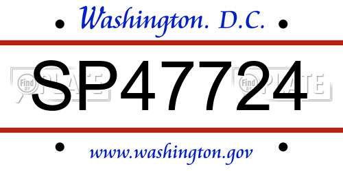 SP47724 District Of Columbia License Plate