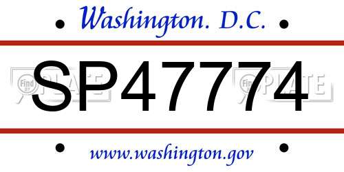 SP47774 District Of Columbia License Plate