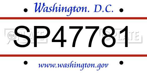 SP47781 District Of Columbia License Plate